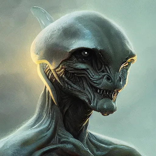 Image similar to wulf alien, highly detailed, digital painting, artstation, concept art, smooth, sharp focus, portrait by greg rutkowski