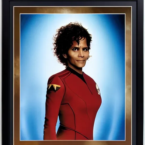 Prompt: a beautiful full body photograph of halle berry as a star fleet admiral from star trek next generation, symmetrical face, extreme realism and detail, 8 k, completely framed, direct lighting, 3 5 mm photo, photorealistic, sharp focus