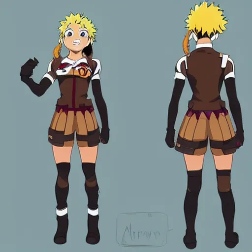 Image similar to concept art for a cute brown my hero academia costume for females, detailed