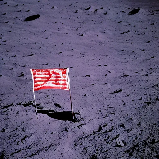 Prompt: trans flag planted on the moon, hd photography