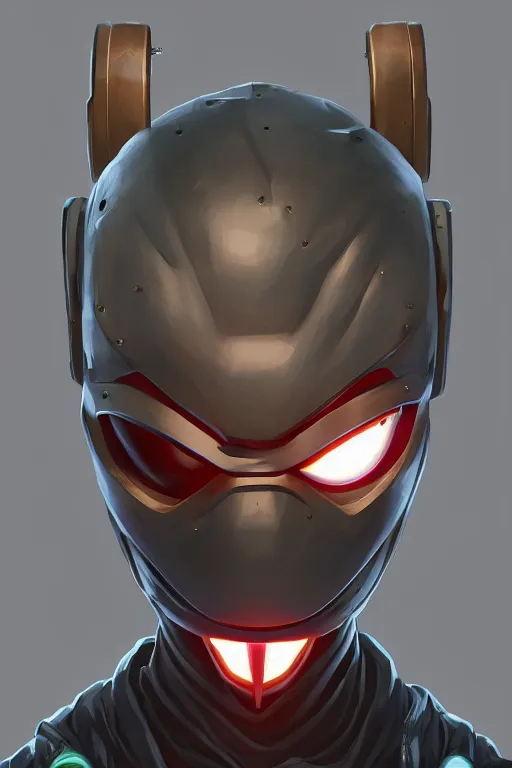 Image similar to epic mask helmet robot ninja portrait stylized as fornite style game design fanart by concept artist gervasio canda, behance hd by jesper ejsing, by rhads, makoto shinkai and lois van baarle, ilya kuvshinov, rossdraws global illumination radiating a glowing aura global illumination ray tracing hdr render in unreal engine 5