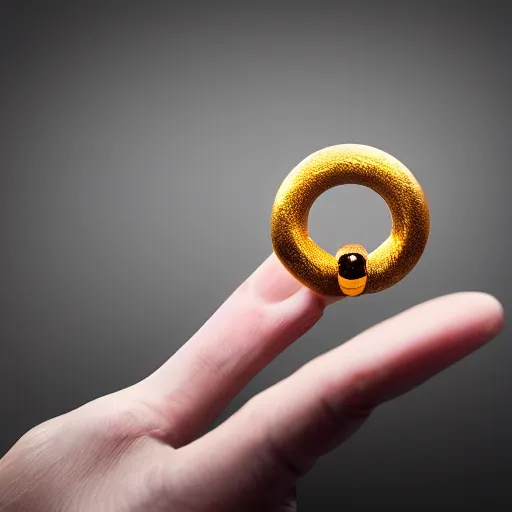 Image similar to a powerful magic golden ring, black background, magical glow, octane render,