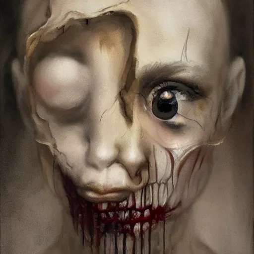 Image similar to very scary terrific portrait of layers of fear in the style of michael hussar sharp focus