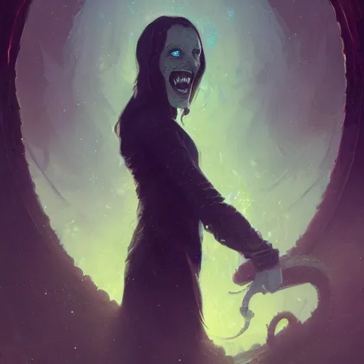 Image similar to cthullu by h.p lovecraft, smiling and waving at the camera, centered portrait shot, by greg rutkowski, trending on artstation, smooth