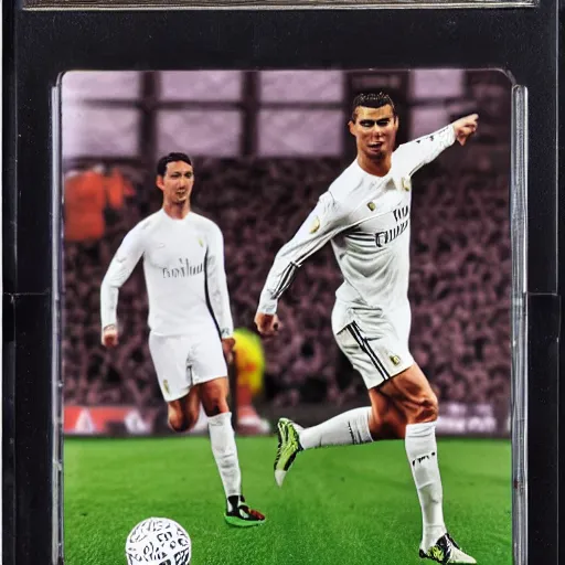 Image similar to cristiano ronaldo in the backrooms, realistic, vhs