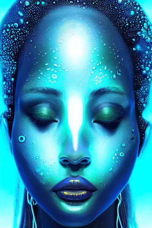 Prompt: hyperrealistic cybernetic cinematic bioluminescent very expressive! oshun goddess underwater, whole body, highly detailed face, digital art masterpiece, smooth eric zener cam de leon, dramatic pearlescent turquoise light on one side, low angle uhd 8 k, shallow depth of field