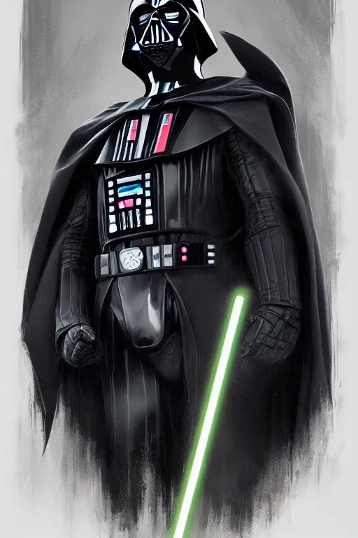 Image similar to portrait of Olaf Scholtz as Darth Vader by artgerm and Craig Mullins, James Jean, Andrey Ryabovichev, Mark Simonetti and Peter Morbacher 16k