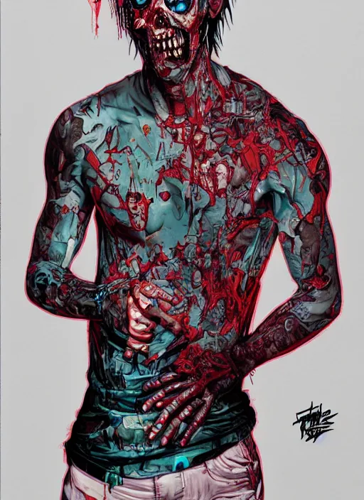 Image similar to zombie full body male modeling hiphop streetwear drip, tristan eaton, victo ngai, artgerm, rhads, ross draws