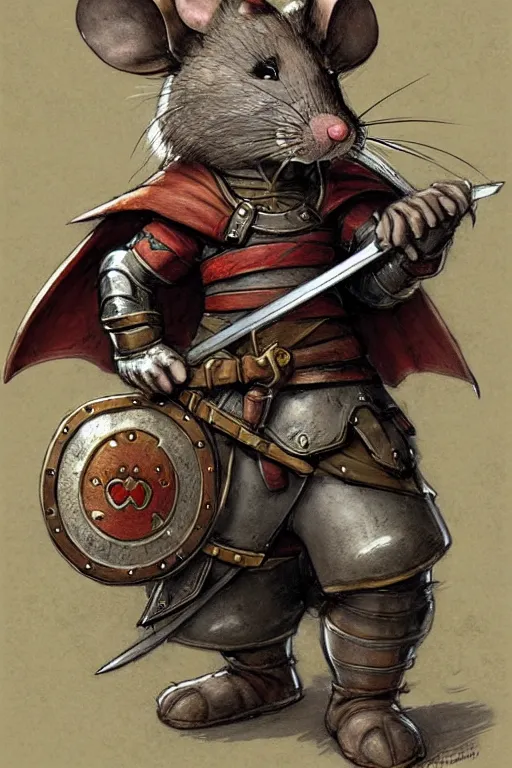 Prompt: a heroic mouse knight with sword and shield, redwall, greg rutowski and jean baptiste monge, detailed, epic fantasy concept art