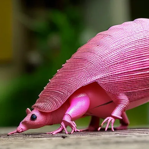 Image similar to ( ( ( pink armadillo with wings ) ) ), anime