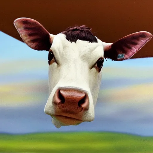 Prompt: portrait of a flying cow, photorealistic, 4 k