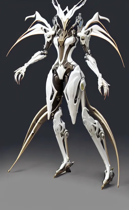 Image similar to extremely detailed front shot, low shot, of a beautiful elegant saryn warframe, that's a giant beautiful stunning anthropomorphic robot female dragon with metal cat ears, posing elegantly, detailed sharp robot dragon paws for feet, thick smooth warframe legs, streamlined white armor, long elegant tail, two arms, two legs, long tail, detailed warframe fanart, destiny fanart, high quality digital art, giantess art, furry art, 3D realistic, warframe art, Destiny art, furaffinity, DeviantArt, artstation, 8k HD, octane render