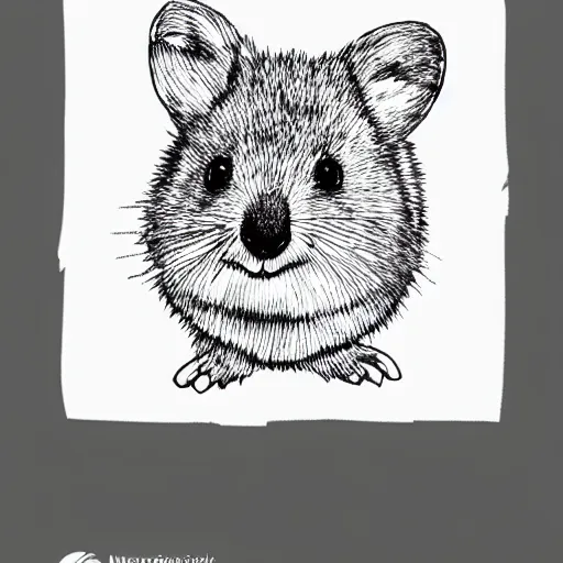 Image similar to portrait of a happy quokka, mcu, drawn with a single line, line drawing, art, minimalist, continuous line drawing, sakura pigma micron, white background, negative space, vector,,