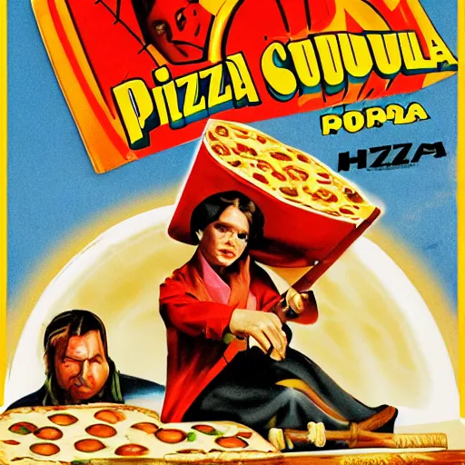 Prompt: pizza trouble, tamales solution, movie poster, star wars style, hyper realistic, kodak film HD
