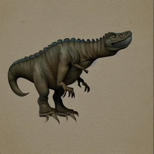 Image similar to a dinosaur with a peculiar head, long to the back.