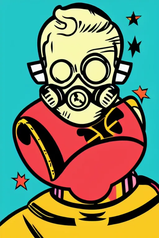 Image similar to fallout 7 6 retro futurist illustration art by butcher billy, sticker, colorful, illustration, highly detailed, simple, smooth and clean vector curves, no jagged lines, vector art, smooth andy warhol style