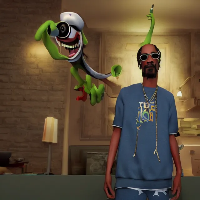 Prompt: snoop dog as a pixar disney unreal engine octane render 3 d render photorealistic