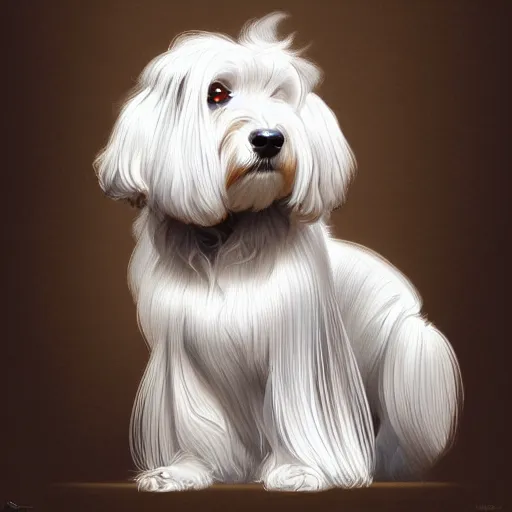 Image similar to beautiful detailed picture of a havanese dog, radiant light, art nouveau, intricate, elegant, highly detailed, my rendition, digital painting, artstation, concept art, smooth, sharp focus, illustration, art by artgerm and greg rutkowski and alphonse mucha