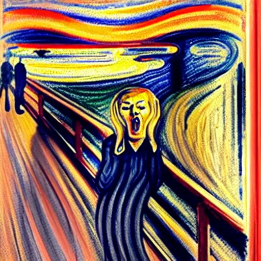 Prompt: donald trump in the scream by edward munch