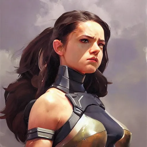 Image similar to greg manchess portrait painting of partially armored x - 2 3 laura kinney as overwatch character, medium shot, asymmetrical, profile picture, organic painting, sunny day, matte painting, bold shapes, hard edges, street art, trending on artstation, by huang guangjian and gil elvgren and sachin teng