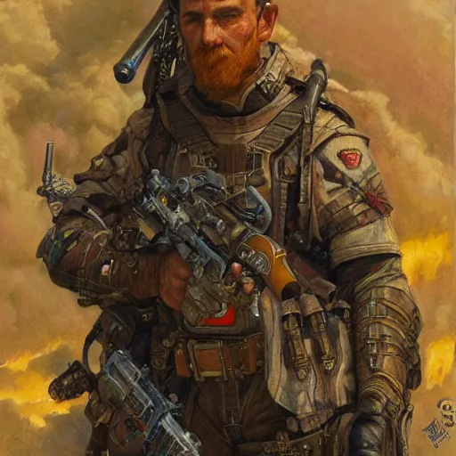 Prompt: portrait of a bomb warrior, by donato giancola.