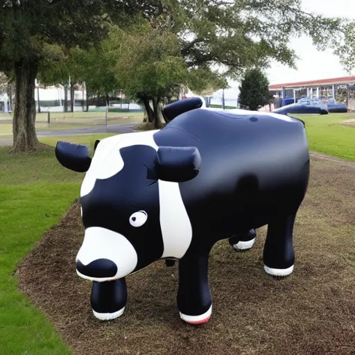 Prompt: an inflatable cow made of rubber