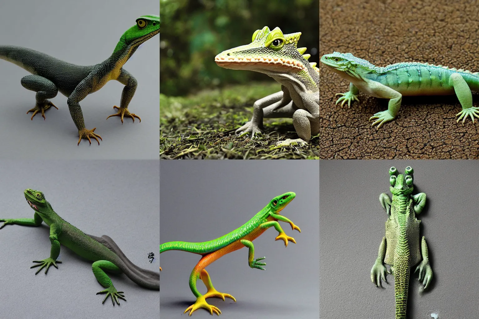 Prompt: anthropomorphic lizard created by naoto ohshima.