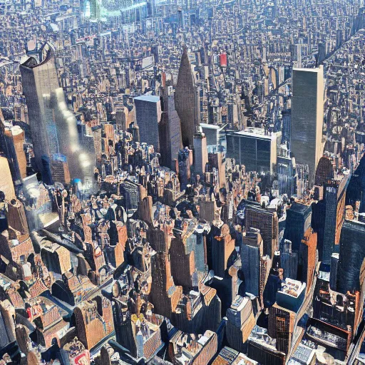 Prompt: A highly detailed award winning masterpiece of a wide shot of New York City, 8K, artstation