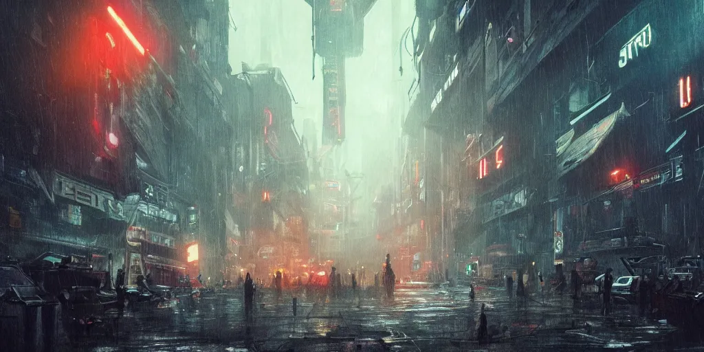 Image similar to busy underground sci - fi flea market, artstation contest winner. blade runner, dark and moody