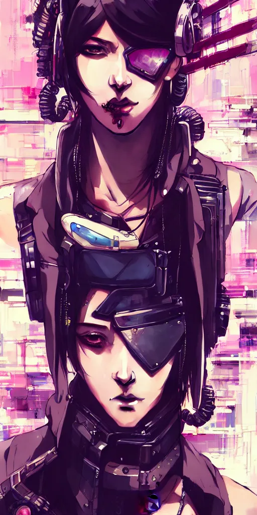 Image similar to hyper - realistic cyberpunk portrait of beautiful! anime woman standing on tokyo street, extreme detail, alluring, in style of yoji shinkawa, pan ren wei, col price, atey ghailan, by greg rutkowski, by greg tocchini, by james gilleard, by joe fenton, by kaethe butcher, grunge aesthetic