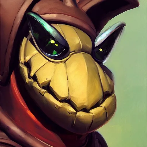 Image similar to greg manchess portrait painting of partially armored caterpillar from alice in wonderland as overwatch character, wacky, medium shot, asymmetrical, profile picture, organic painting, sunny day, matte painting, bold shapes, hard edges, street art, trending on artstation, by huang guangjian and gil elvgren and jesper ejsing