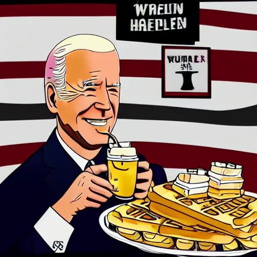 Image similar to Joe Biden eating waffles at Waffle House Digital Art