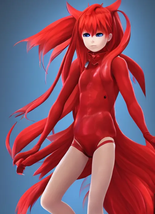 Prompt: asuka langley soryu, league of legends character select art, digital art, octane render