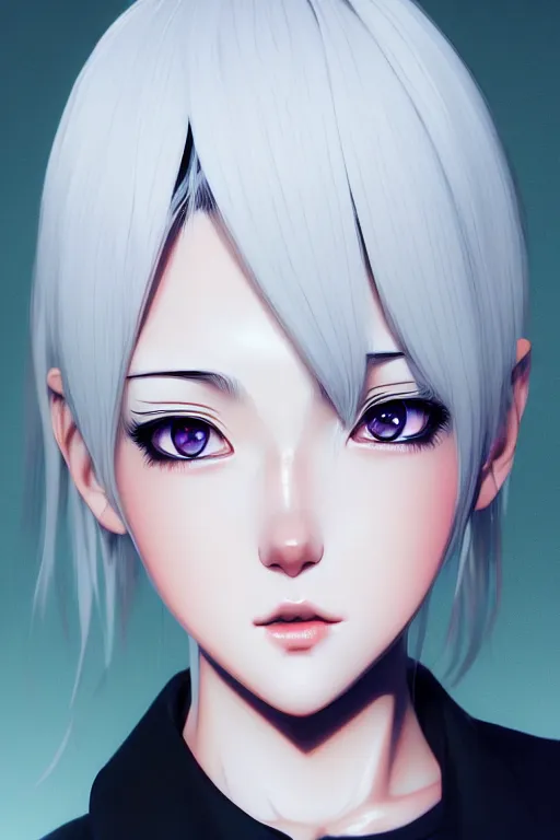 Prompt: portrait Anime girl, cute-fine-face, white-hair pretty face, realistic shaded Perfect face, fine details. Anime. realistic shaded lighting by (((Ilya Kuvshinov)))