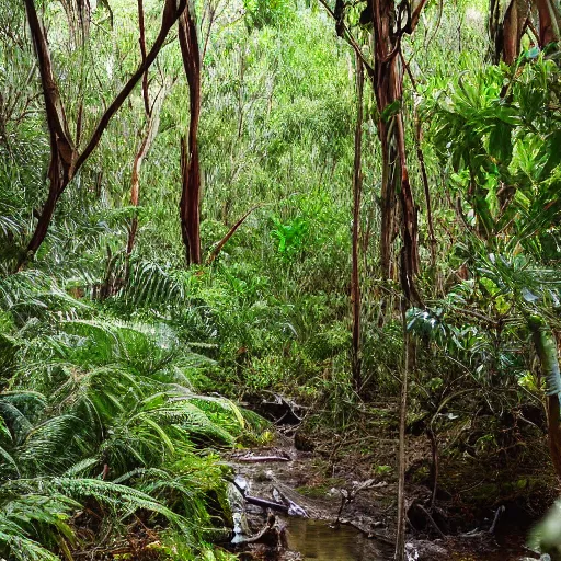 Prompt: lush gully in Australian native bushland