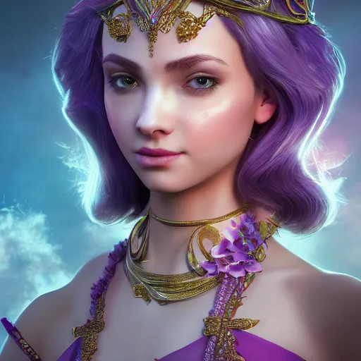 Image similar to portrait of wonderful princess of amethyst with fair skin, ornate 8 k gorgeous intricate detailed, accent lighting, dramatic light, octane render