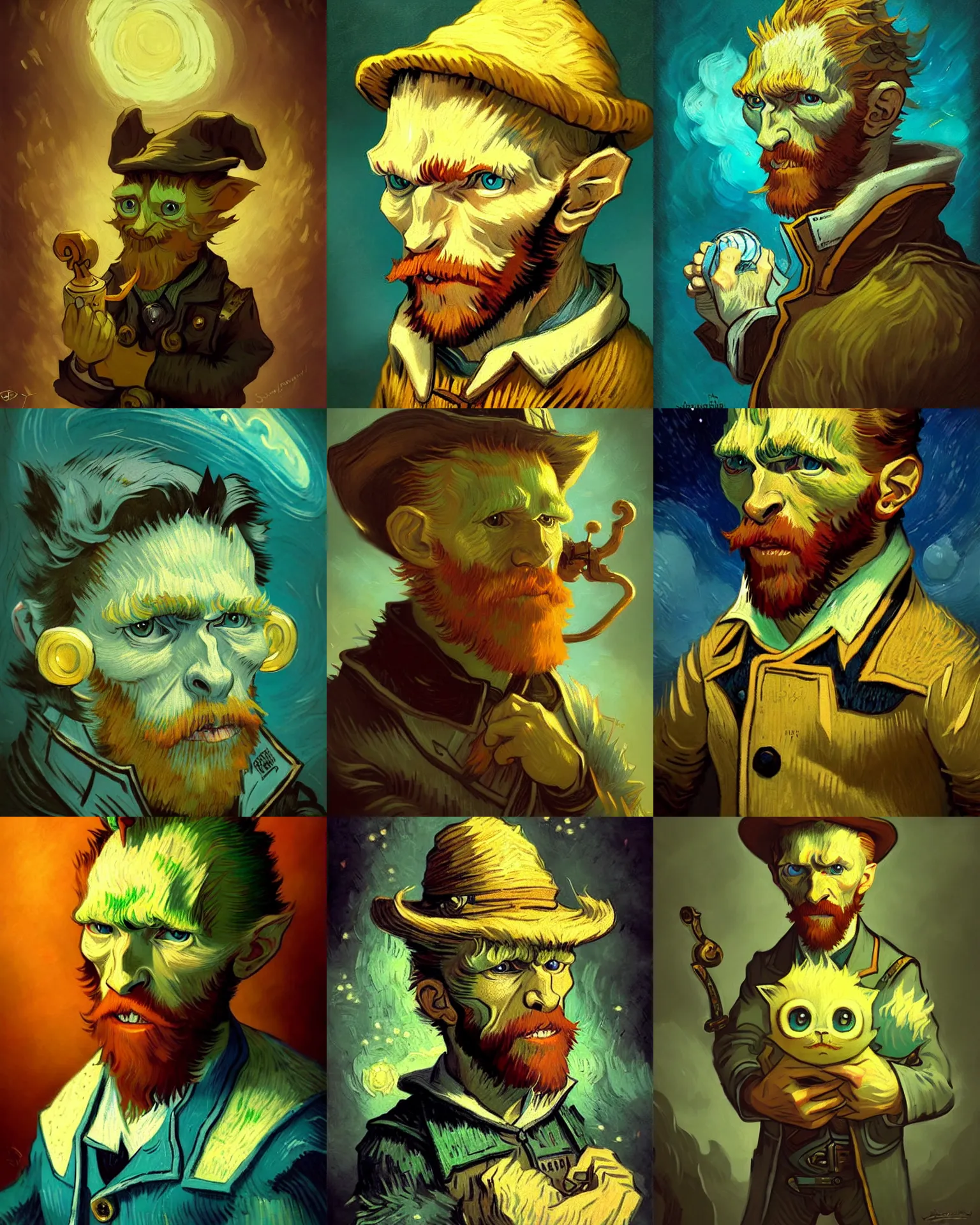 Prompt: cute little anthropomorphic vincent van gogh cute and adorable, pretty, beautiful, dnd character art portrait, matte fantasy painting, deviantart artstation, by jason felix by steve argyle by tyler jacobson by peter mohrbacher, cinema