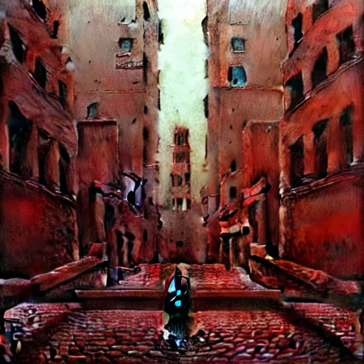 Image similar to highly detailed dystopian surreal painting of eerie statues and buildings by zdzisław beksinski