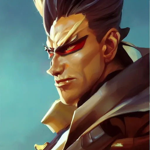 Image similar to greg manchess portrait painting of toshinori yagi as overwatch character, medium shot, asymmetrical, profile picture, organic painting, sunny day, matte painting, bold shapes, hard edges, street art, trending on artstation, by huang guangjian and gil elvgren and sachin teng