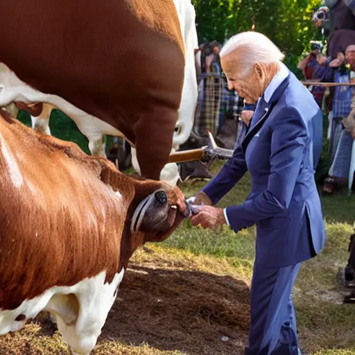 Prompt: president biden milking a cow, ultra realistic, 8 k, ultra details, highly detailed face, sharp focus