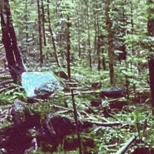 Image similar to a screen capture of found footage video left behind by a missing hiker in 1 9 8 6