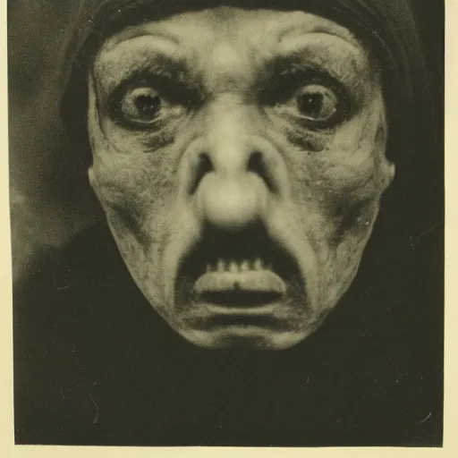 Image similar to photo portrait of ugly brutal animal face male cultist by Diane Arbus and Louis Daguerre