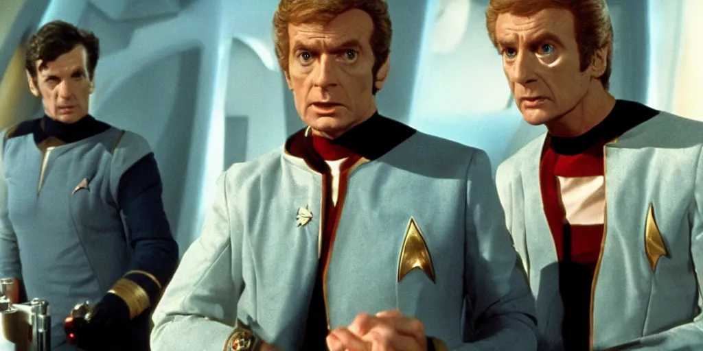 Image similar to Doctor Who in the role of Captain Kirk in a scene from Star Trek the original series