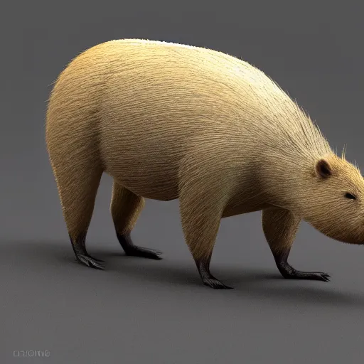 Image similar to Capybara miniature, 3d render