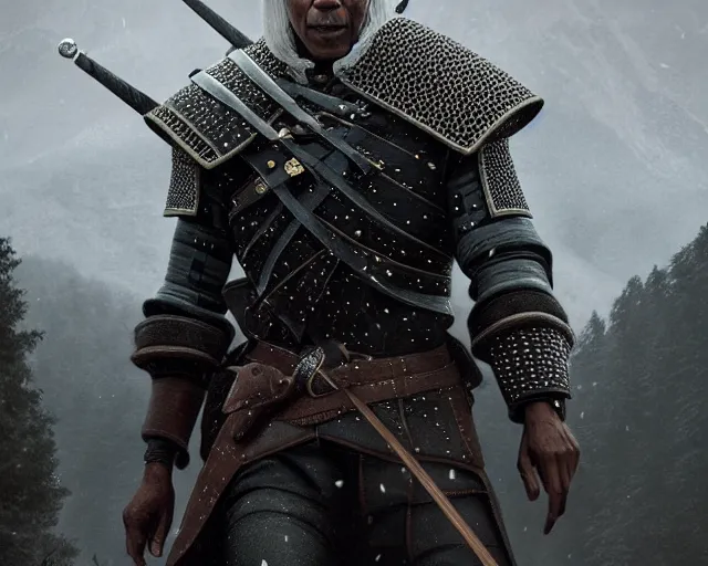 Prompt: 5 5 mm portrait photo of barack obama as a witcher in kaer morhen. dark atmosphere. art by greg rutkowski. highly detailed 8 k. intricate. lifelike. soft light. nikon d 8 5 0.