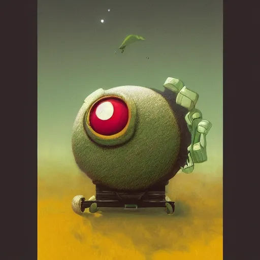 Image similar to highly detailed vfx portrait of a character of a skateboarding tennis ball monster, skateboard stephen bliss, chalk, unrealengine, greg rutkowski, loish, rhads, beeple, chalk, makoto shinkai and lois van baarle, ilya kuvshinov, rossdraws, tom bagshaw, basil gogos