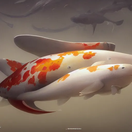 Prompt: subsurface scattering, white, giant submarine, koi colors, koi not shown, octane render, jesper ejsing, justin gerard, james jean, tomasz alen kopera, cgsociety, fenghua zhong, makoto shinkai, highly detailed, rim light, art, cinematic lighting, very coherent, hyper realism, 8 k