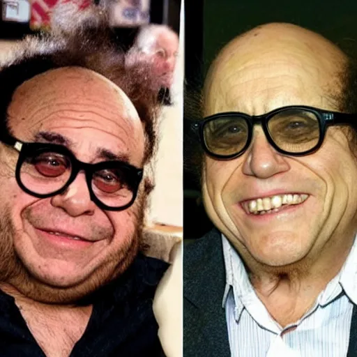 Prompt: person who looks like Danny devito and willem dafoe