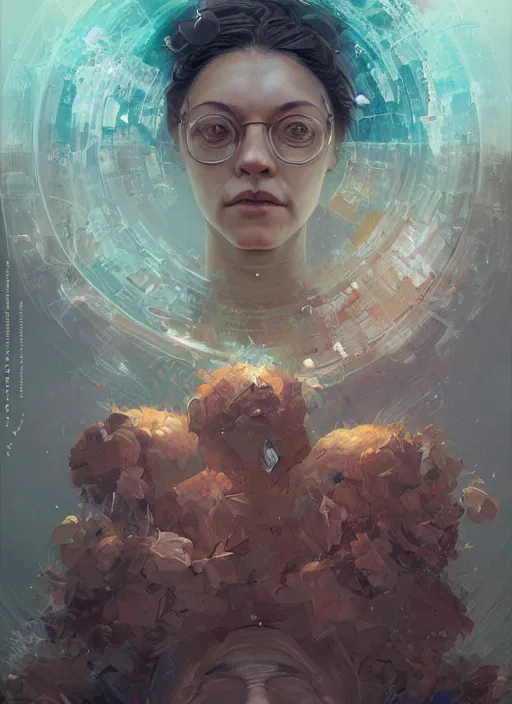 Prompt: inter - agentic collective intelligence exhibits emergent processes, photorealistic portrait by michael komarck, greg rutkowski, victo ngai, artgerm and j. dickenson