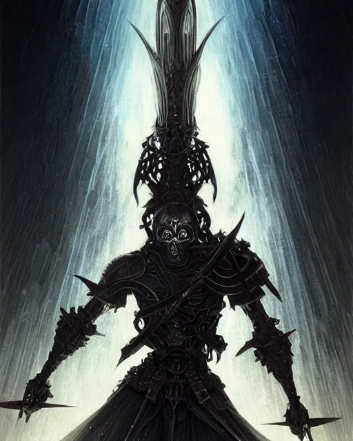 Image similar to The last enemy that shall be destroyed is death, full body image, artwork by artgerm, Luminism, Behance HD, medievil spear, broad sword, D&D, extraordinary phenomenon, fantasy, intricately detailed, elegant, digital painting, smooth, sharp focus, art by Greg Rutkowski, art by Ruth Asawa, art by Stephan Martiniere, art by Ted Nasmith, art by H.R. Giger